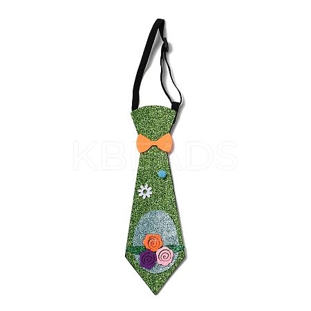 Easter Theme Egg Glitter Felt Necktie LS-AJEW-C030-01A-1