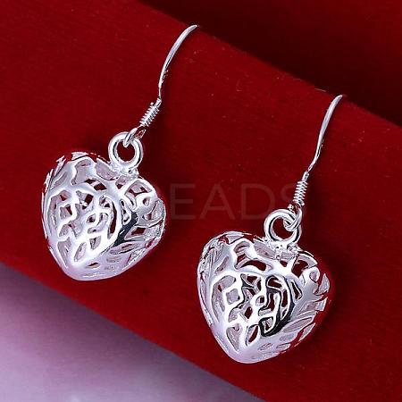 Heart Brass Dangle Earrings EJEW-BB11948-1