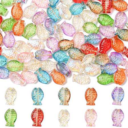 80Pcs 10 Colors Electroplate and Golden Metal Enlaced Glass Beads EGLA-FS0001-57-1