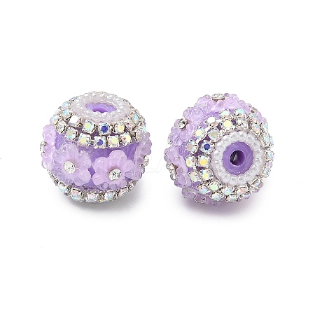 Bling Resin Rhinestone Flower Beads OACR-D310-01P-G-1