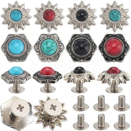 24 Sets 8 Style Alloy Buttons FIND-CP0001-85-1