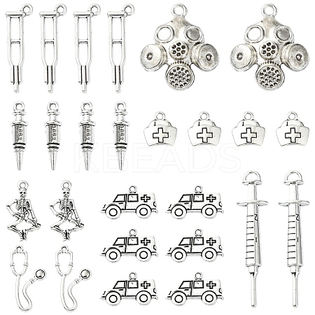 40Pcs 8 Styles Tibetan Style Alloy Pendants TIBEP-YW0001-86-1