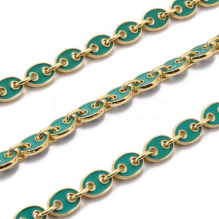 Golden Plated Alloy Enameled Coffee Bean Links Chains LCHA-H004-01G-A-1
