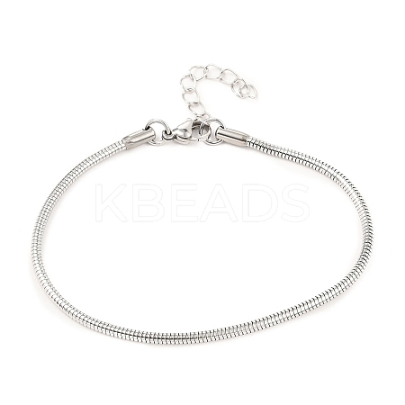Tarnish Resistant Unisex 304 Stainless Steel Round Snake Chain Bracelets LS-BJEW-H541-02B-P-1