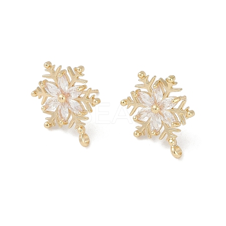 Christmas Theme Brass Micro Pave Cubic Zirconia Stud Earring Findings KK-Z065-11G-1