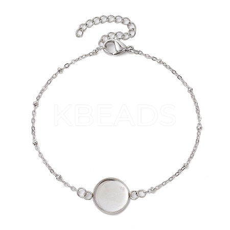 304 Stainless Steel Round Cabochon Setting Bracelets BJEW-JB11091-02-1