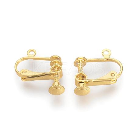 Brass Screw Clip-on Earring Findings KK-R071-04G-1
