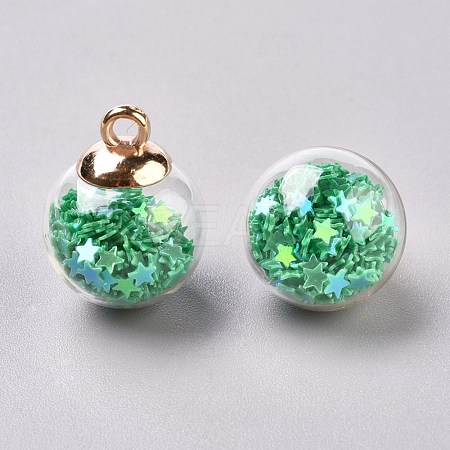 Glass Ball Pendants GLAA-WH0015-26G-1