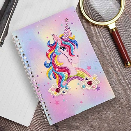 Unicorn Pattern DIY Diamond Painting Notebook Kits UNIC-PW0001-028B-1
