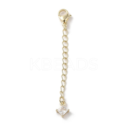 Brass Micro Pave Clear Cubic Zirconia Chain Extender KK-G491-52D-G-1