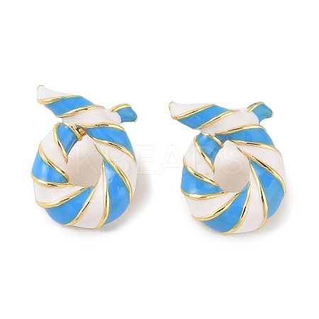 Brass with Enamel Twist Stud Earrings for Women EJEW-Q389-02G-05-1
