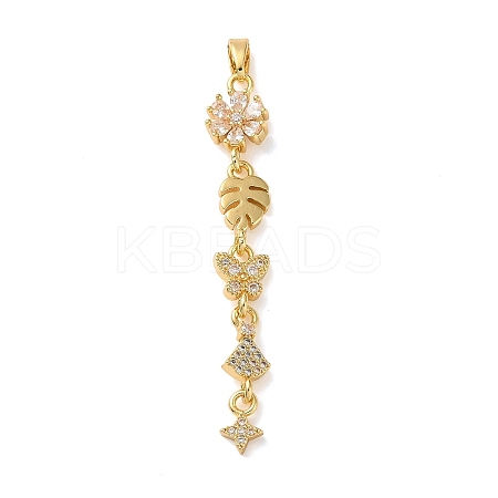Brass Micro Pave Clear Cubic Zirconia Pendants LS-KK-D101-01B-G-1