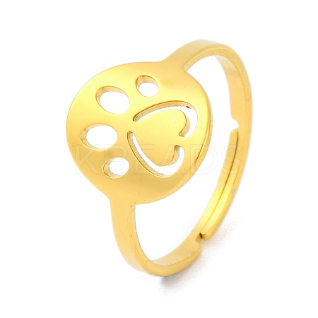 Animal 201 Stainless Steel Adjustable Rings for Women RJEW-D082-05E-1
