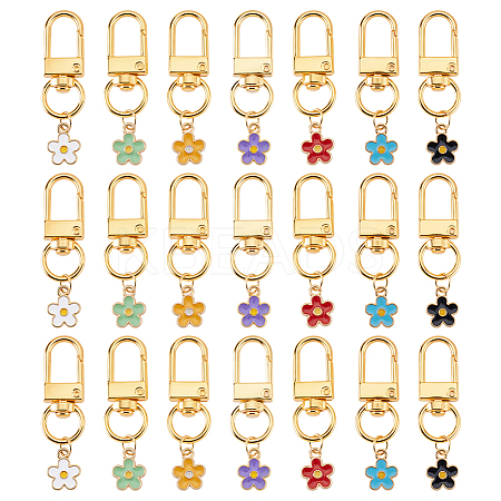 21Pcs 7 Colors Alloy Enamel Pendant Decorations HJEW-GA00037-1