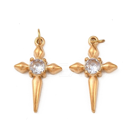 304 Stainless Steel with Clear Cubic Zirconia Pendants STAS-G364-01G-1