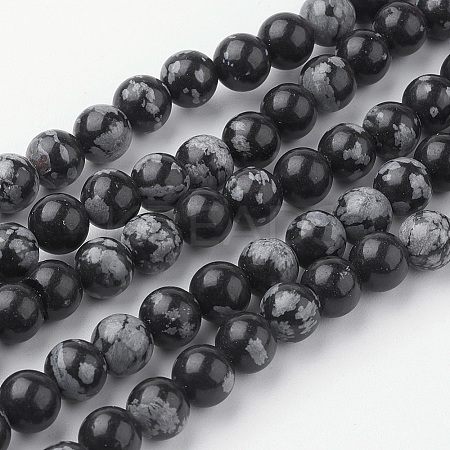 Natural Snowflake Obsidian Bead Strands G-G735-72-6mm-1