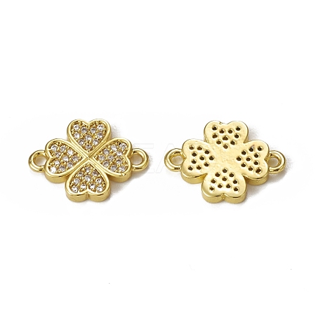 Brass Micro Pave Clear Cubic Zirconia Connector Charms KK-E068-VB338-1