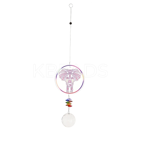 Glass Round Window Hanging Suncatchers DJEW-PW0010-04A-1