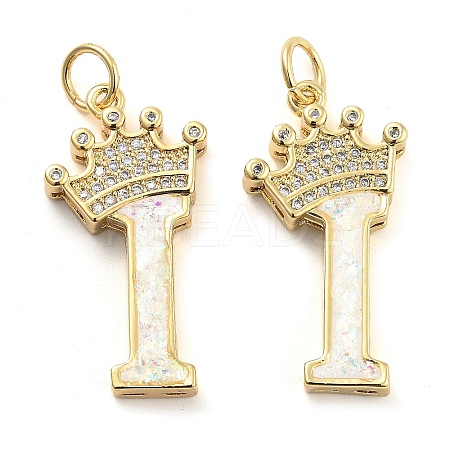 Brass Micro Pave Clear Cubic Zirconia Pendants KK-G498-01I-02-1