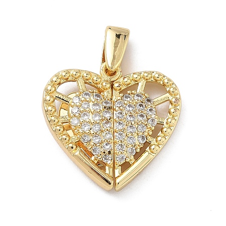 Brass Micro Pave Cubic Zirconia Openable Pendants KK-Z143-04G-04-1