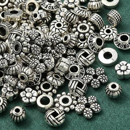 100Pcs 10 Styles Tibetan Style Alloy Spacer Beads TIBEB-YW0001-14-1-1