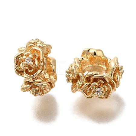 Brass Micro Pave Cubic Zirconia Beads KK-Q001-18G-1
