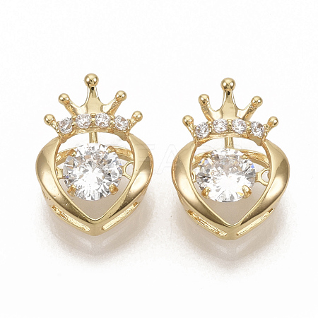 Brass Micro Pave Clear Cubic Zirconia Charms ZIRC-T011-20G-NF-1