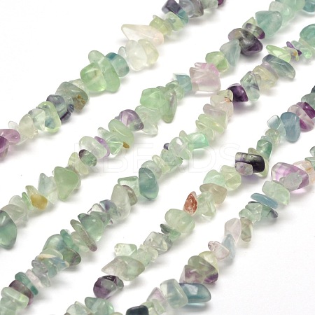 Natural Fluorite Chip Bead Strands G-M205-08-1
