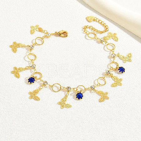 Real 18K Gold Plated Vintage Butterfly Charm Anklets for Women YK1281-1