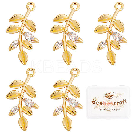 Beebeecraft Brass Cubic Zirconia Pendants KK-BBC0002-70-1