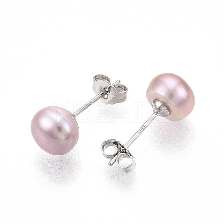 Pearl Ball Stud Earrings EJEW-Q701-01B-02-1