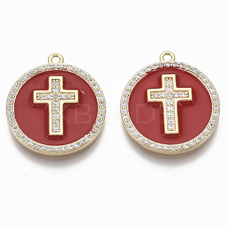 Brass Micro Pave Cubic Zirconia Pendants KK-R130-035-02G-NF-1