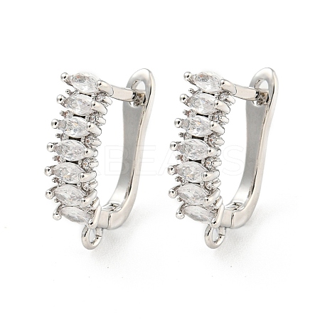 Rack Plating Brass Micro Pave Cubic Zirconia Hoop Earring Findings EJEW-C102-19P-1