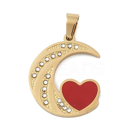 Ion Plating(IP) 304 Stainless Steel Enamel Rhinestone Pendants STAS-Q325-04B-G-1