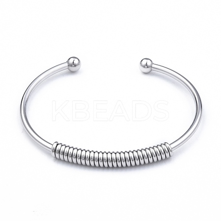 Non-Tarnish 304 Stainless Steel Open Cuff Bangle for Girl Women BJEW-N013-008P-1