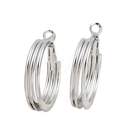 202 Stainless Steel Triple Hoop Earrings EJEW-XCP0001-17-1