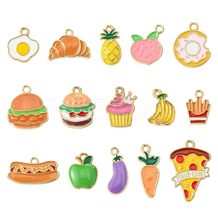 15Pcs 15 Styles Alloy Enamel Pendants ENAM-YW0004-44-1