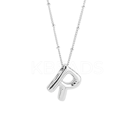 1pc Brass Chain with Alloy Letter Pendants Necklaces NJEW-LP0001-41R-P-1