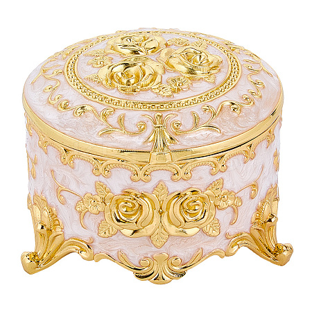 Alloy Pink Enamel Trinket Storage Decorative Boxes CON-WH20001-20A-1