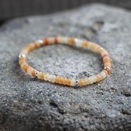Natural Red Aventurine Rondelle Beaded Stretch Bracelets UT5328-5-1