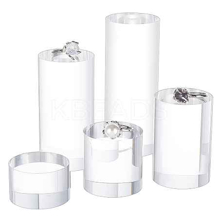 FINGERINSPIRE 5Pcs 5 Styles Column Transparent Acrylic Jewelry Display Pedestals ODIS-FG0001-64-1