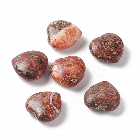 Natural Leopard Skin Jasper Heart Love Stone G-B030-03-1