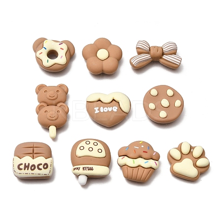 Opaque Resin Imitation Chocolate Cabochons RE-CBADCDD-01-1