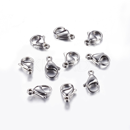 304 Stainless Steel Lobster Claw Clasps X-STAS-R050-13x8mm-1