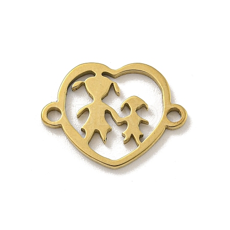 Ion Plating(IP) Mother's Day 201 Stainless Steel Hollow Connector Charms STAS-S146-02G-1