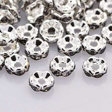 Brass Rhinestone Spacer Beads RB-A014-L6mm-12S-1
