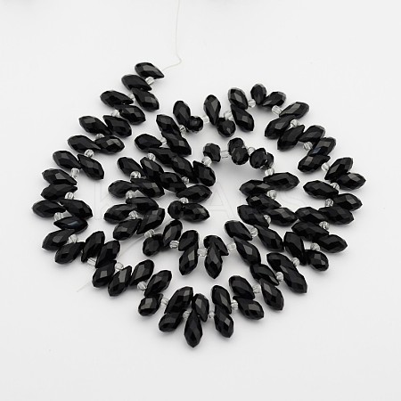 Electroplate Glass Faceted Teardrop Beads Strands EGLA-D014-14-1