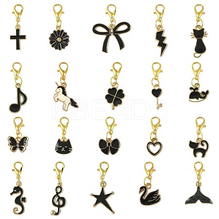 20Pcs 20 Styles Alloy Enamel Pendant Decorations HJEW-FS00045-1