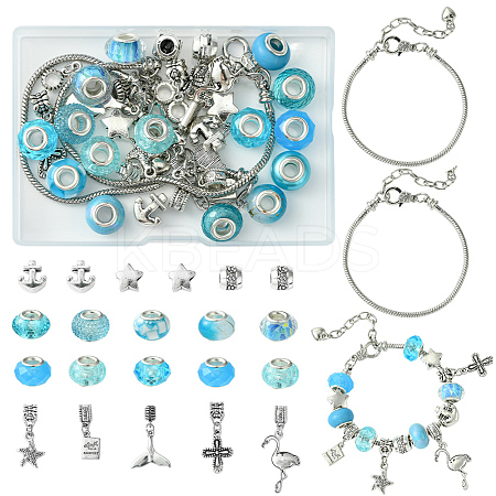 DIY Ocean Theme Alloy & Brass European Style Bracelet Making Kits DIY-FS0007-24-1