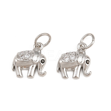 Brass Micro Pave Clear Cubic Zirconia Charms KK-H292-56A-P-1